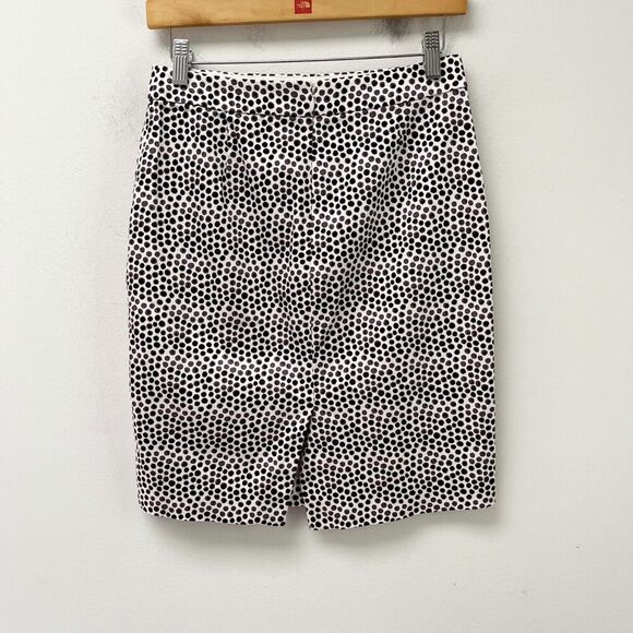 J. Crew Women's The Pencil Skirt 0 Polka Dot Print Brown & White 37532 Stretch - Picture 5 of 8